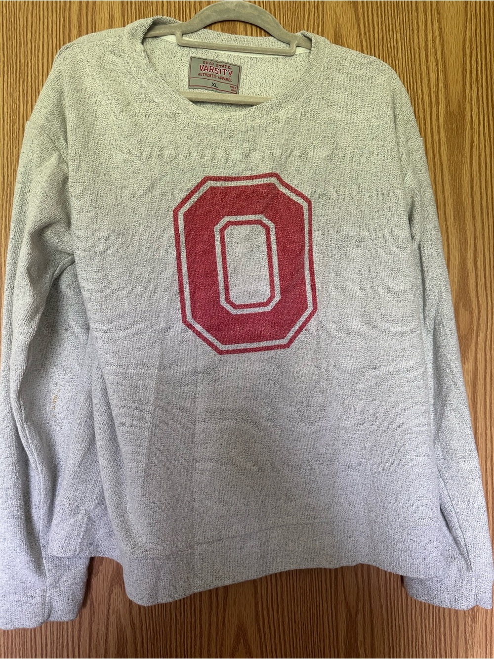 Varsity Gray Crewneck Sweatshirt with Red 'O' Chest Graphic